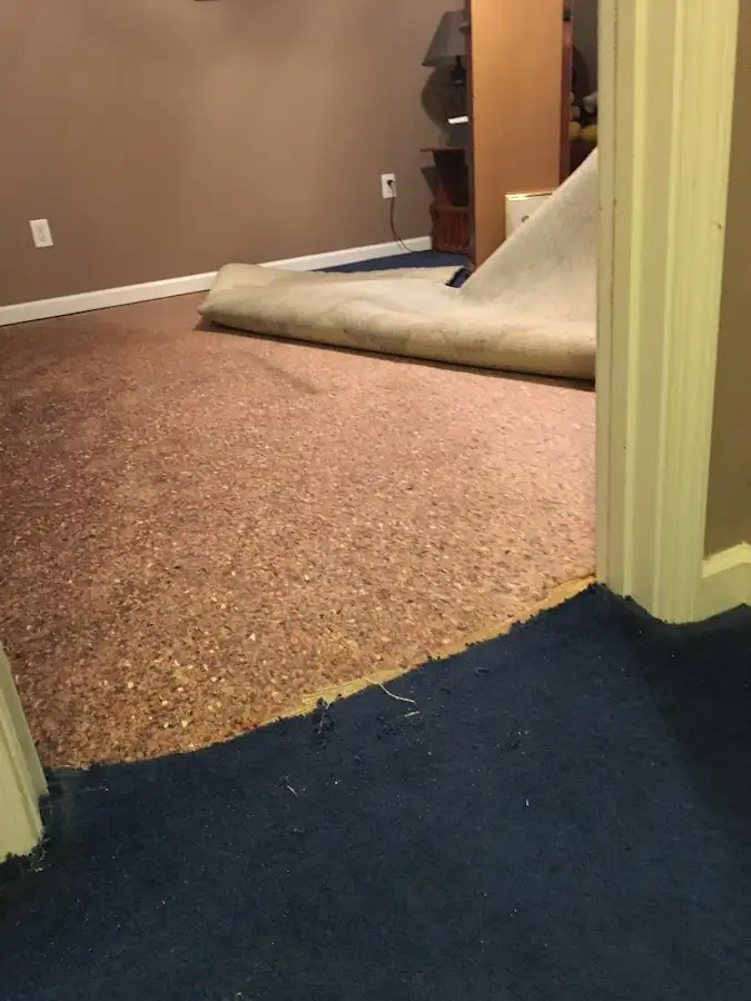 Carpet pad removal revealing water damage during Drying & Dehumidification in Sierra Vista