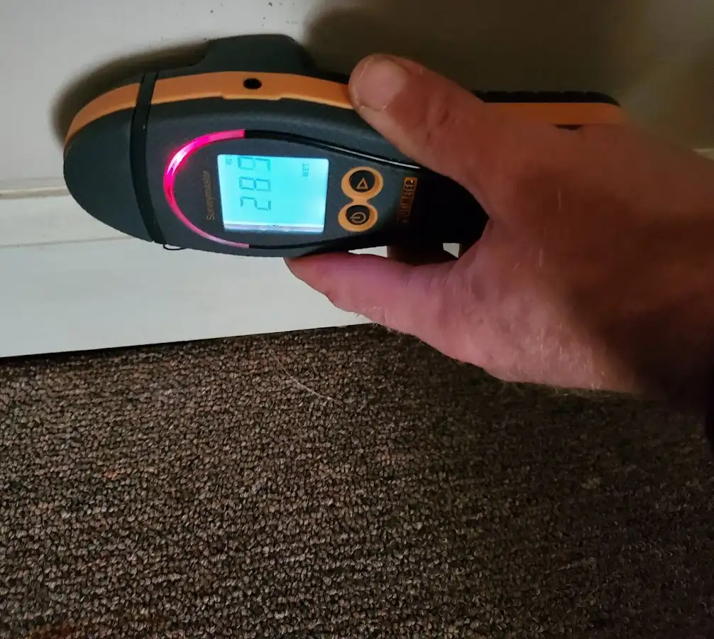 Moisture detection at baseboard during Storm Damage Restoration in Sierra Vista